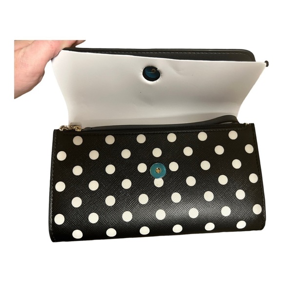 Kate spade Cheers Boxed Medium Phone Wristlet black/white polka dots - Picture 11 of 16